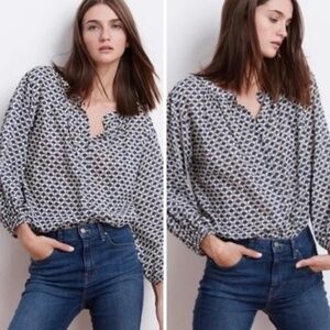 Velvet by Graham & Spencer Blue Catalina Print Blouse